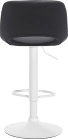 Barová stolička Camden - koženka, biely rám - Čierna