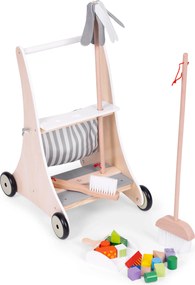 Detská drevená súprava na upratovanie s vozíkom ECOTOYS – pre deti od 3 rokov