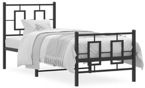 Kovový rám postele s čelom a podnožkou čierny 80x200 cm 374250