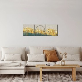 Obraz - Textúra so zlatým dekorom (s hodinami) (90x30 cm)