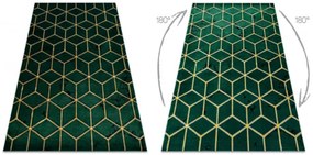 Koberec EMERALD exkluzívny 1014 glamour, styl kocka fľaškovo zelený / zlatý