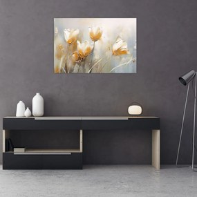 Obraz - Maľba tulipánov (90x60 cm)