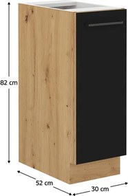 Dolná kuchynská skrinka Meriel 30 D CARGO (čierna + dub artisan). Vlastná spoľahlivá doprava až k Vám domov. 1034000