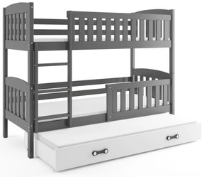 Poschodová posteľ s prístelkou KUBO 3 200x90 grafitová - biela