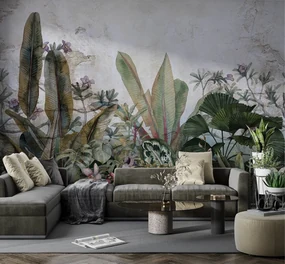 Gario Fototapeta Exotické listy, monstera maľované akvarelom Materiál: Vliesová, Rozmery: 250 x 175 cm