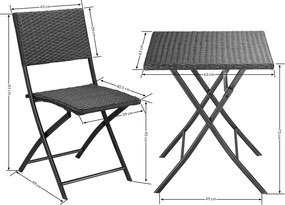 Ratanový balkónový set Rím - čierny