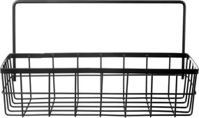 Orion Dekoratívny kovový košík, čierny, RADKA, závesný alebo stojaci, 30 × 10,5 × 8,5 cm