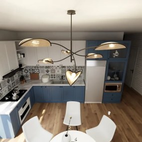 Luster na tyči LOTUS 6xE14/10W/230V čierna/béžová