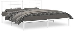 Kovový rám postele s čelom biely 193x203 cm 355616