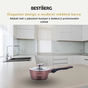 bestBerg BBN-1014C 14-dielna prémiová súprava riadu s nepriľnavým mramorovým povrchom / meď
