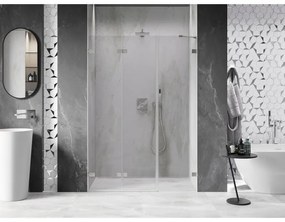 Mexen Lunar-F, skladacie ľavé sprchové dvere 150 cm, 8mm číre sklo, oceľový profil, 836S-150-050-97-00-L