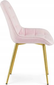 Ružová zamatová stolička BERA so zlatými nohami