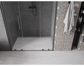 Mexen Velar L Duo, posuvné sprchové dvere do otvoru 160 cm, 8mm číre sklo, brúsený grafit, 871-160-003-02-95
