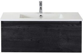 Kúpeľňový nábytkový set Sanox Frozen farba čela black oak ŠxVxH 101 x 42 x 46 cm s keramickým umývadlom