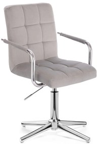 LuxuryForm DESIGN Otočná stolička VERONA VELUR na striebornom kríži - svetlo šedá