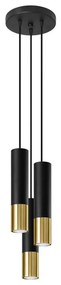 Sollux SL.0955 - Luster na lanku LOOPEZ 3xGU10/10W/230V guľatý čierna/zlatá