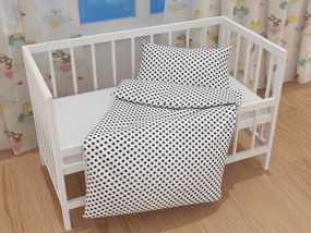 Biante Detské bavlnené posteľné obliečky do postieľky Sandra SA-286 Sivé bodky na bielom Do postieľky 90x140 a 40x60 cm