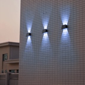 Exteriérové solárne nástenné LED svietidlo Alf2, 1x LED 2w, čierna