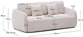 Krémová ženilková rozkladacia pohovka 225 cm Laira – Kave Home