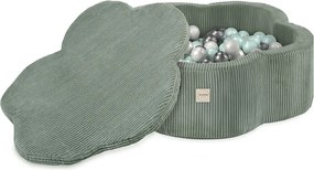 Suchý bazén kvietok s podložkou – zelený menčester 95×30 cm + 200 guličiek