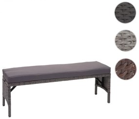 Záhradná lavica HWC-G16, polyratan - hnedá, krémový vankúš