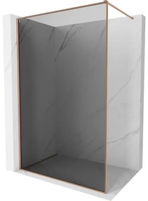Mexen Kioto-F, sprchová zástena s rámom 100 x 202 cm, 8 mm šedé sklo, profil medená matná, 800-100-104-65-40