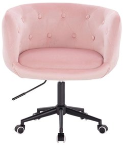 LuxuryForm DESIGN Kreslo MONTANA VELUR na čiernej podstave s kolieskami - ružové