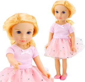 LEAN Toys Bábika v ružových šatách s tylovou sukňou a blond vlasmi