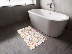Kúpeľňová penová rohož / predložka PRO-048 Farebné bodky na krémovom - metráž šírka 65 cm