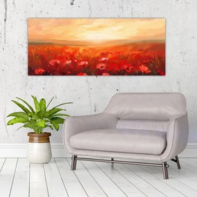 Obraz - Pole vlčích makov (120x50 cm)