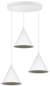 Závesné svietidlo Soho, 3x biele kovové tienidlo, (fi 14cm), o