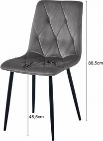 AKCIA Svetlobéžová zamatová jedálenská stolička LIBRA s čiernymi nohami II. akosť