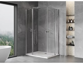 Mexen, Mexen Mist Duo výklopný sprchový kút 100 x 80 cm, priehľadný, chróm - 8A4-100-080-01-00