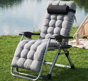 Polohovateľné skladacie záhradné lehátko s poduškou TDC01-BK čierna