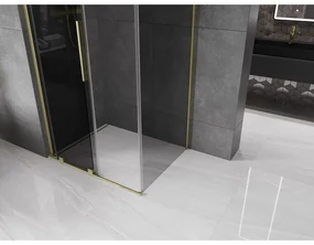 Mexen Velar L, sprchový kút s posuvnými dverami 120 x 100 cm, 8mm šedé sklo, zlatá matná, 871-120-100-43-55