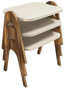 SADA 3x Odkladací stolík PARIS krémová/hnedá