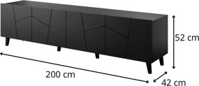 TV stolík Etna 200 cm čierny