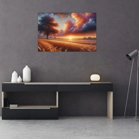Obraz – Západ slnka na poli (90x60 cm)