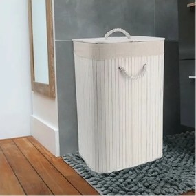 Compactor Kôš na špinavú bielizeň Bamboo hranatý, biela