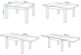 Rozkladací jedálenský stôl RALF biely pre 12 osôb