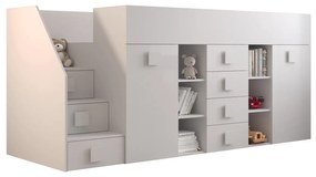 Detská kombinovaná posteľ 90 cm Toreno 3 (biela + biely lesk + biele lesklé madlá) (L). Vlastná spoľahlivá doprava až k Vám domov. 1083329