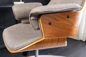 Kancelárska stolička otočná MANHATTAN 44-54 cm, textúrovaná látka, sivá a orechové drevo