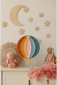 Vesmírna drevená nástenná dekorácia pre deti – Mesiac, raketa, Saturn + 10 hviezd