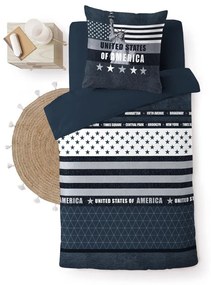 Tmavomodré bavlnené obliečky na jednolôžko 140x200 cm States – douceur d'intérieur