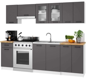 Závěsná kuchyňská skříňka OLIVIE W 80x58 cm bílá mat/grafitově šedá
