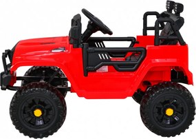 Ramiz Autíčko Jeep Dark Night na batérie pre deti červené + pomalý štart + EVA kolesá + LED audio