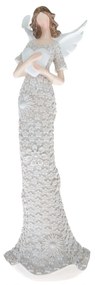 Polyresinový anjel s bielym srdcom, 25 x 8 cm