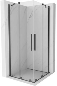 Mexen Velar Duo, sprchový kút s posuvnými dverami 90(dvere) x 90(dvere) cm, 8mm číre sklo, grafitový profil, 871-090-090-02-66