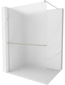 Mexen Kioto+, sprchová zástena Walk-In s poličkou a vešiakom 120 x 200 cm, 8mm sklo námraza, brúsená oceľ profil, 800-120-121-97-30