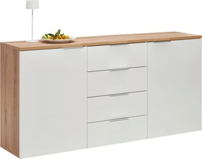 XXXLutz ŠIROKÁ KOMODA, farba duba, biela s vysokým leskom, 180/89/43 cm Xora - Online Only drobný nábytok - 000554000301